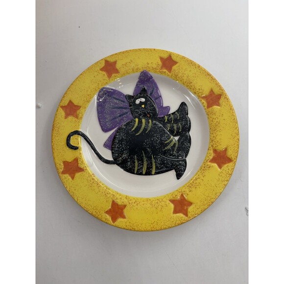 Halloween Matching Black Cat Cup & Dessert Plate Set New Open Box - Picture 6 of 10